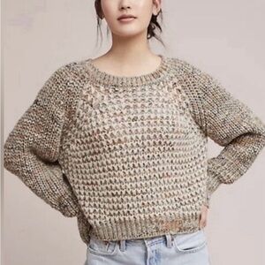 Anthropologie Moth Hillwalk Wool Mohair Sweater Made Italy Chunky XS